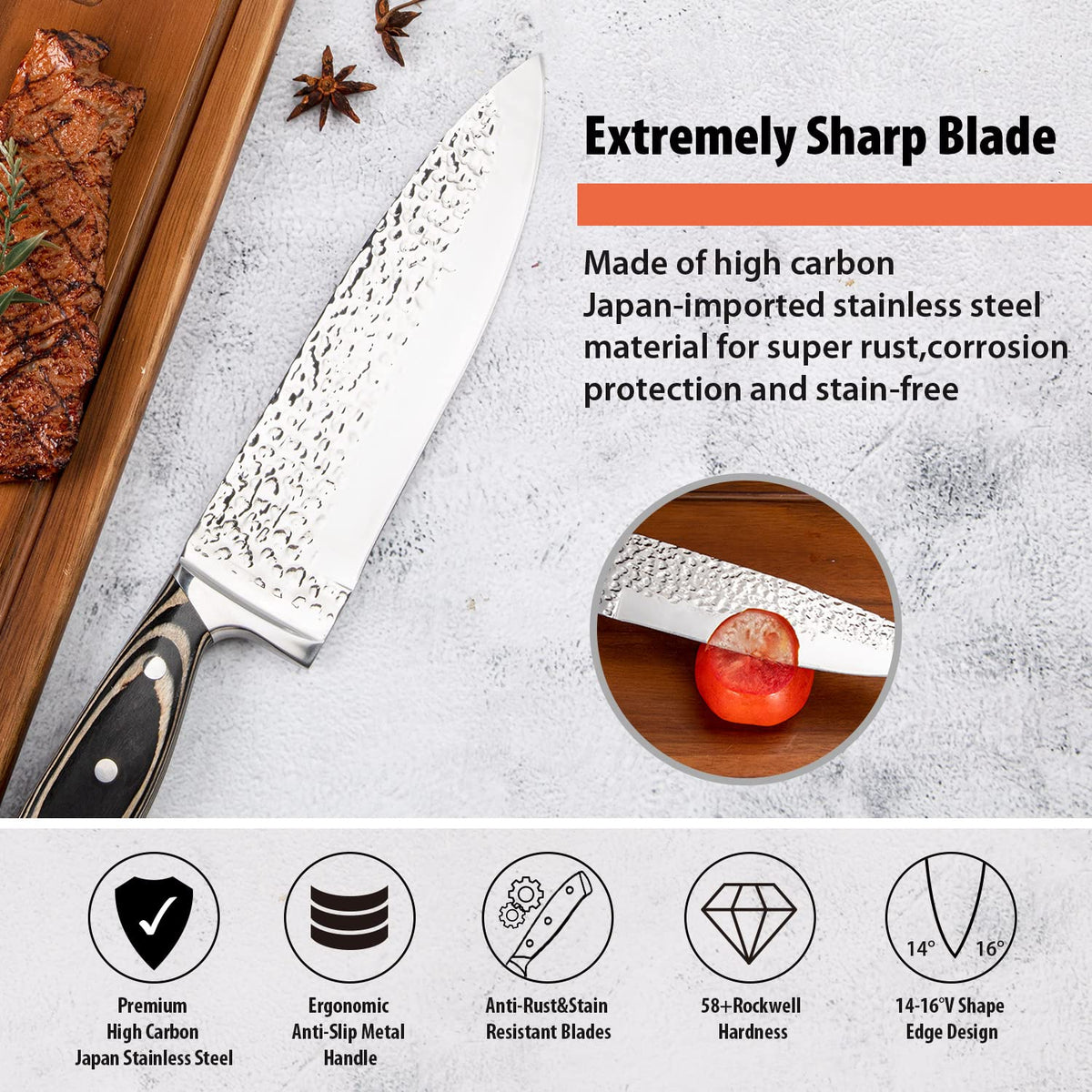 Vvwgkpk 5-inch utility knife for mid-size prep work.