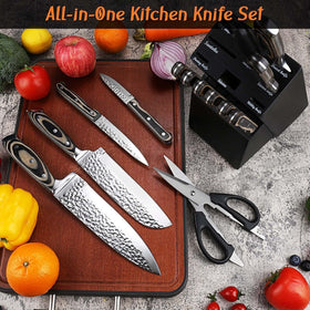 Vvwgkpk wooden knife block for secure blade storage and organization.