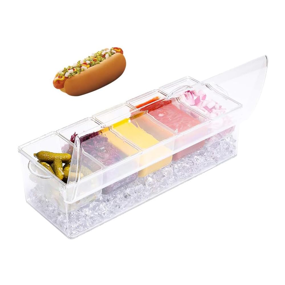 VWMYQ garnish-holding bar tray showcases colorful toppings for a vibrant buffet.