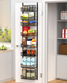 VyGrow over-the-door pantry organizer on a door saves space for spices.