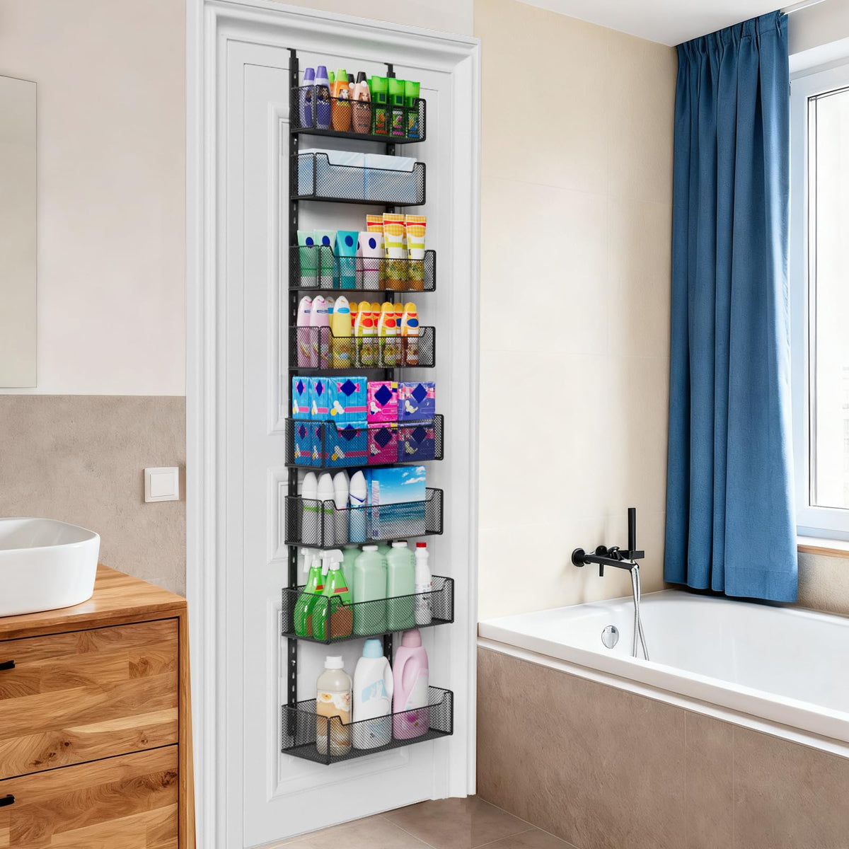 VyGrow adhesive stabilizers securing the unit to the door for stability