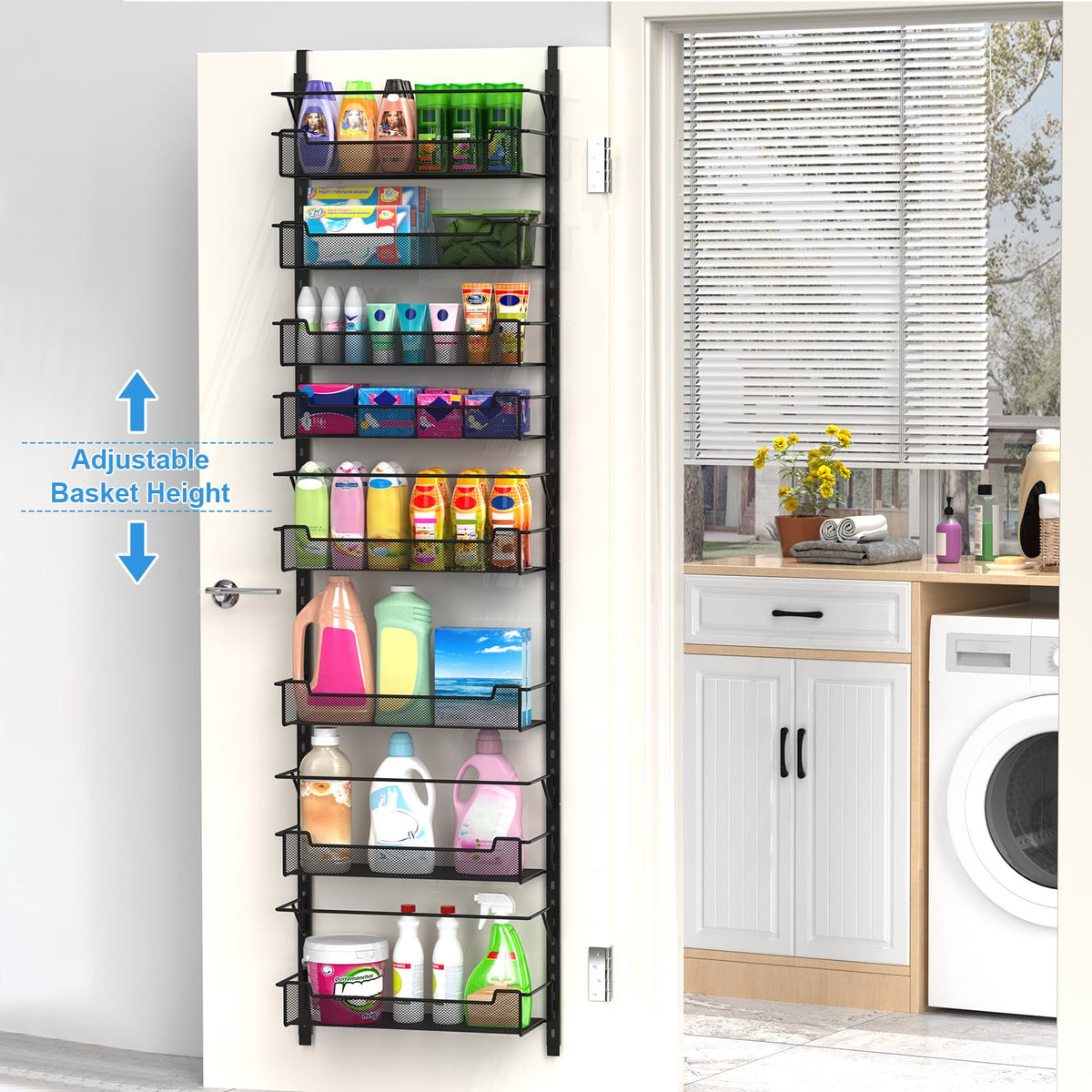 VyGrow adjustable baskets pantry rack keeps tall items stable on storage rack