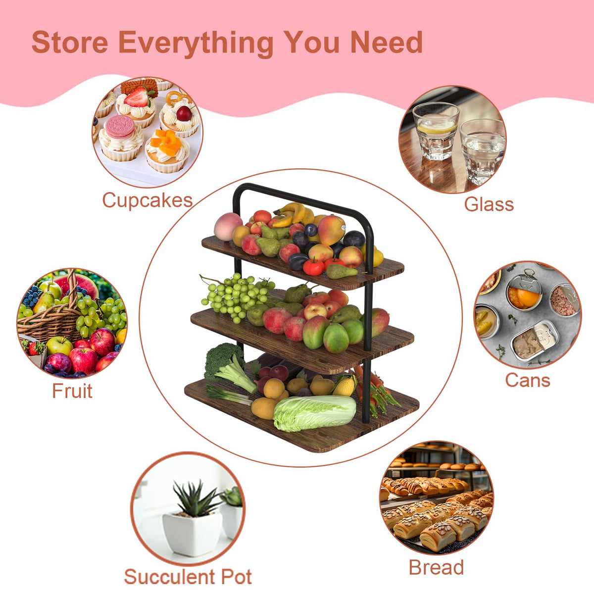 VyGrow Cupcake Stand showing durable metal wood construction