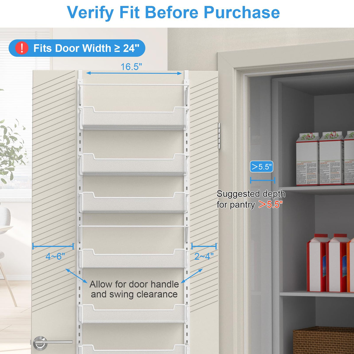 VyGrow door hooks and stabilizers prevent swinging during use.
