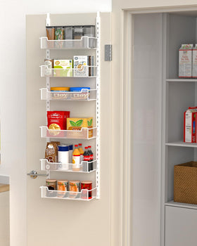 VyGrow door organizer with six adjustable baskets for pantry storage.