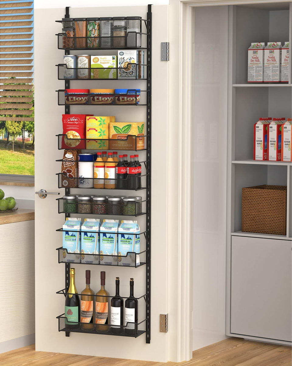 VyGrow over-the-door pantry organizer with eight-tier baskets for spacious kitchen storage