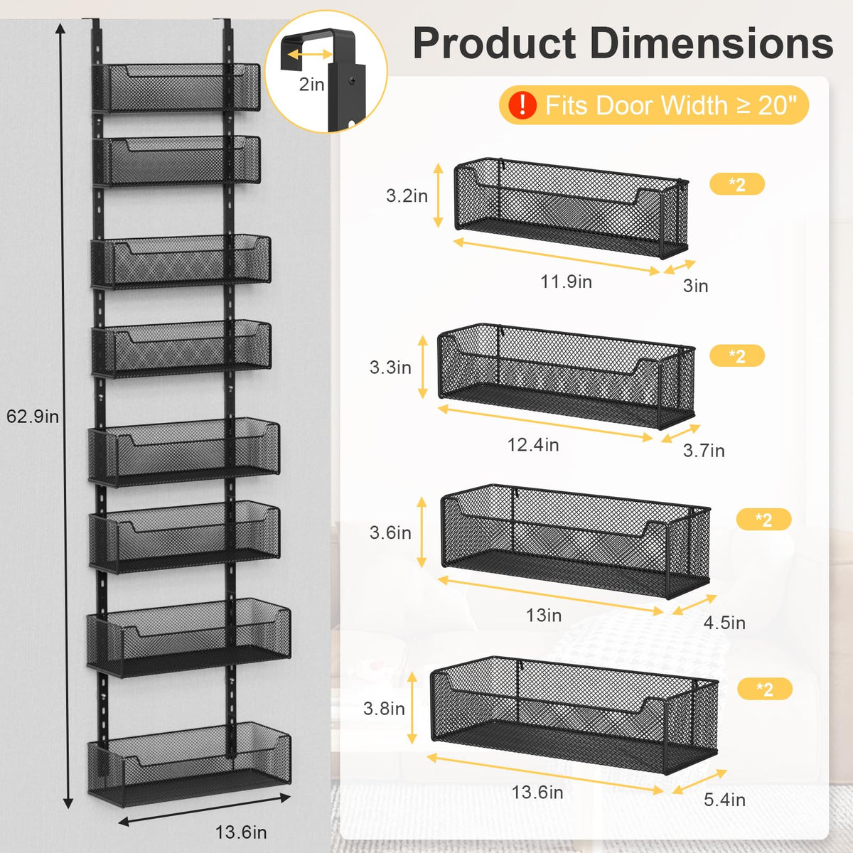 VyGrow 2-in-1 wall or door mount setup for flexible installation