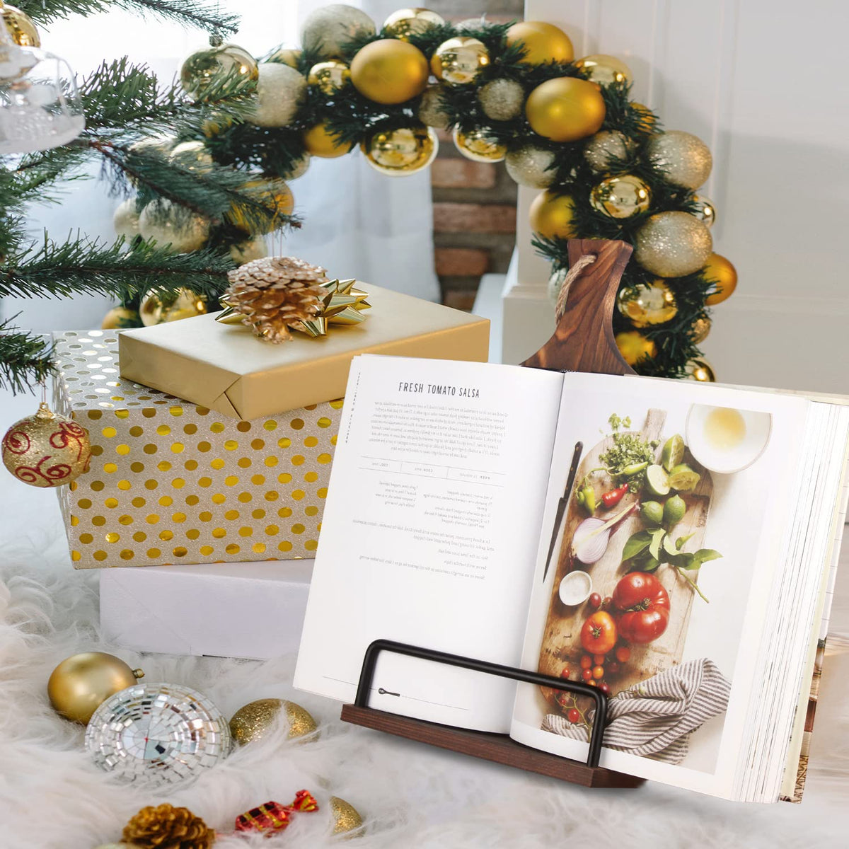 VYNOPA adjustable tilt stand provides ergonomic viewing while following recipes.