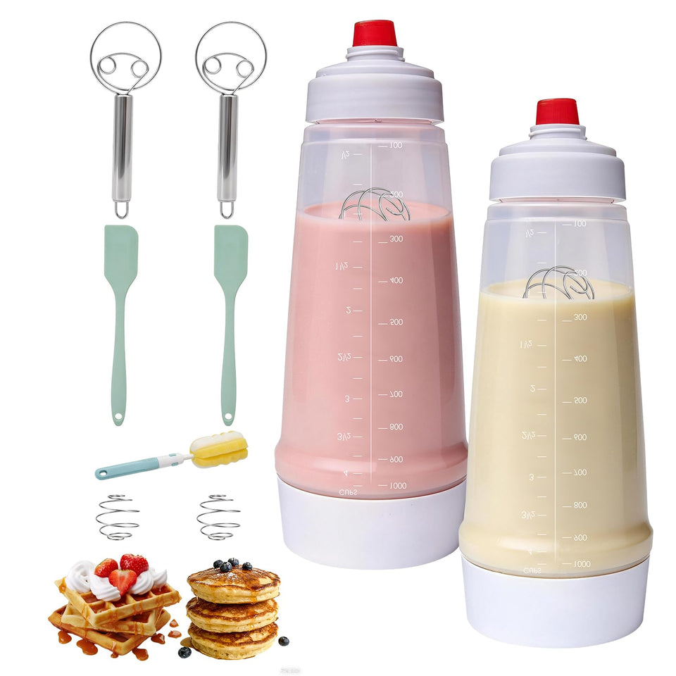 Vyrix pancake batter dispenser bottle two-pack for precise pouring and creative shapes