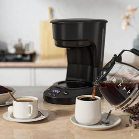 WAA 2-hour keep-warm function keeps coffee hot after brewing.