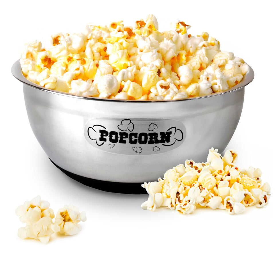 Wabash Valley Farms 8-quart popcorn bowl in stainless steel for easy serving