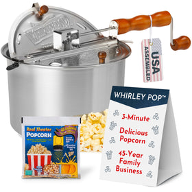 Wabash Valley Farms Whirley Pop front view for homemade movie-night popcorn.