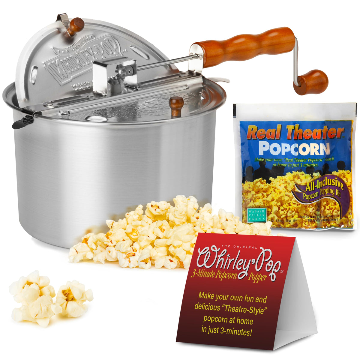 Wabash Valley Poppers front view with nylon gear, smooth stirring for even popping.