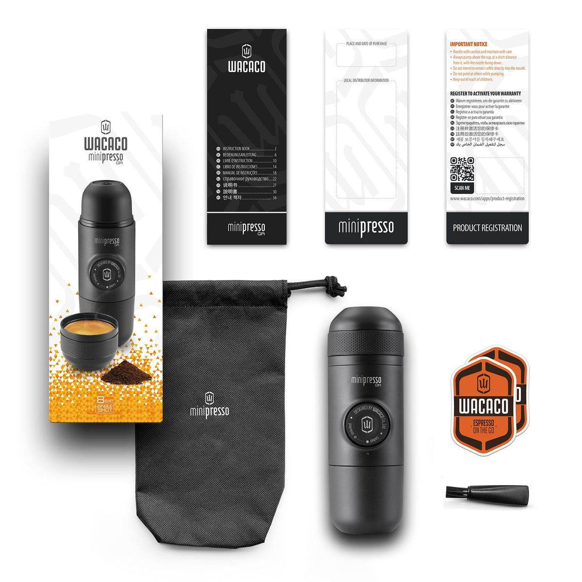 Wacaco Minipresso GR serving coffee during camping or hiking adventures