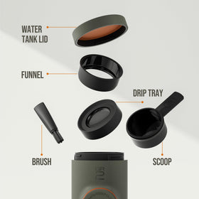 WACACO Minipresso GR2 18 bar manual pressure delivers crema rich shots without electricity