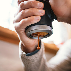 WACACO Picopresso using fresh beans with dialing in for balanced shots.