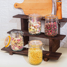 WACOI six-pack jars with lids simplify pantry organization.
