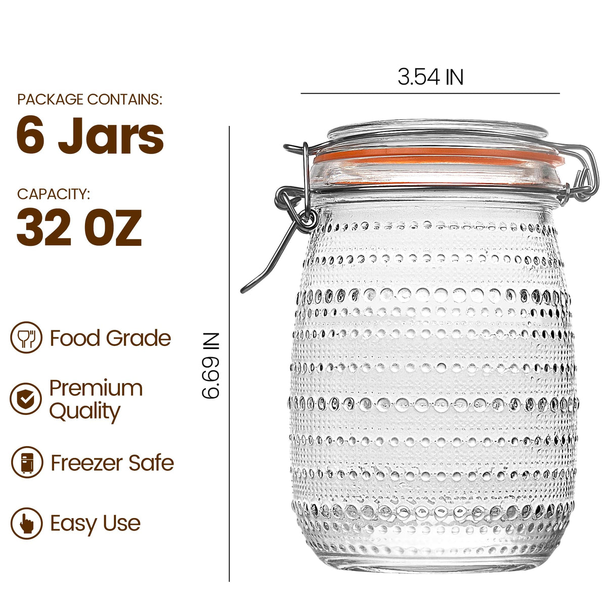 WACOI airtight hinged lid keeps contents fresh and leak-free.