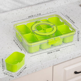 WACOI divided snack tray, eight compartments opened, ideal for varied snacks.