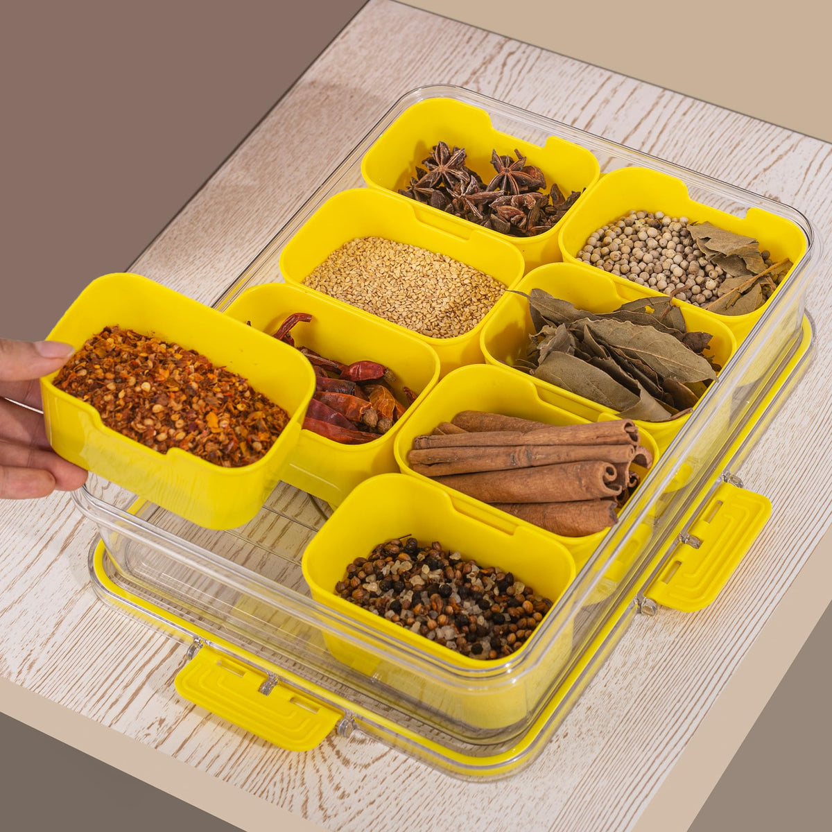 WACOI yellow snack tray ready for picnics or office use
