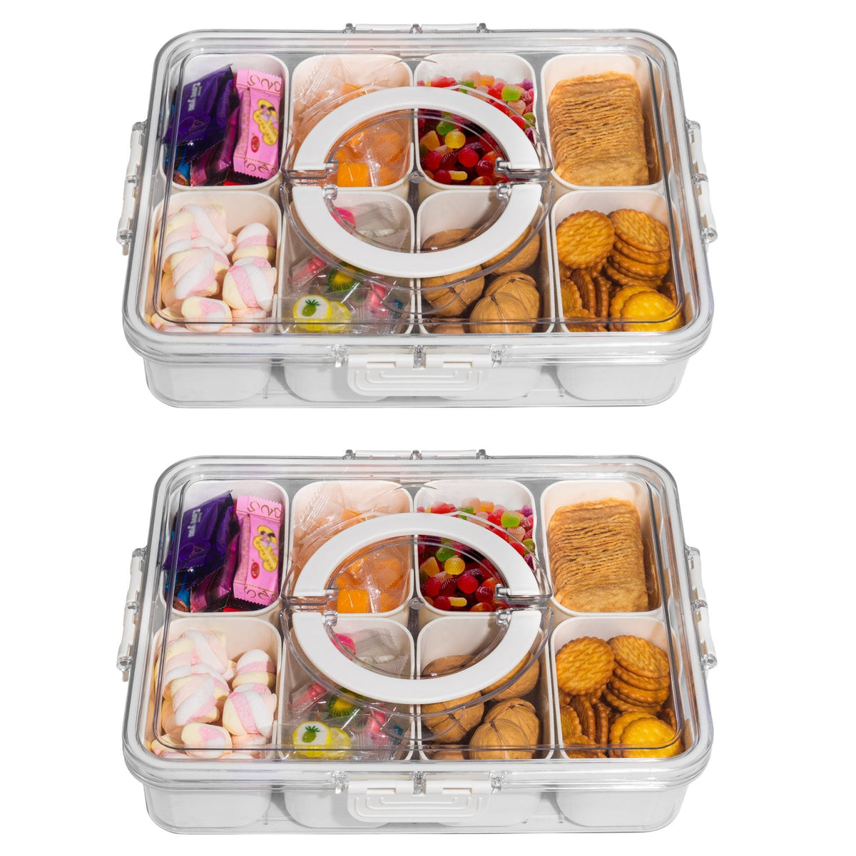 WACOI divided snack tray with lid and handle for on-the-go organization