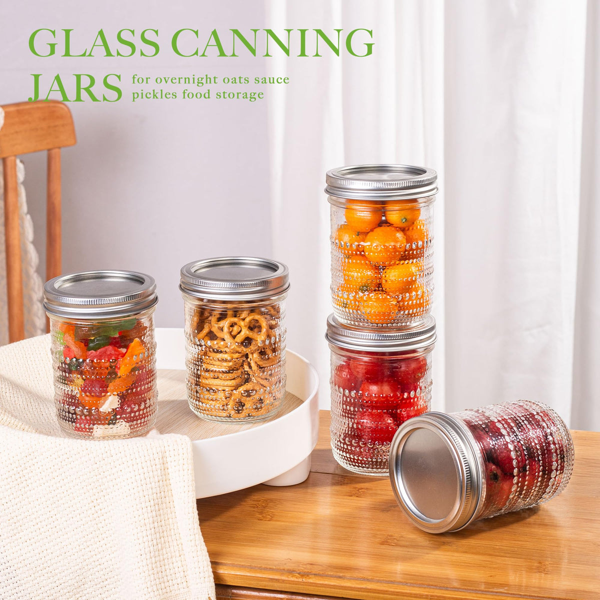 WACOI Mason Jars stackable design saves cabinet space