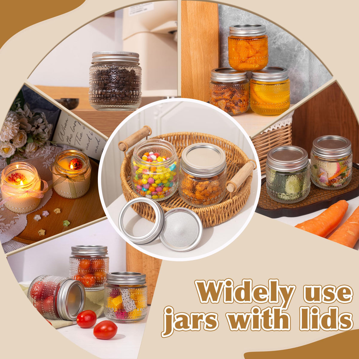 WACOI mason jars suit jams, honey, candles, and DIY gifts.