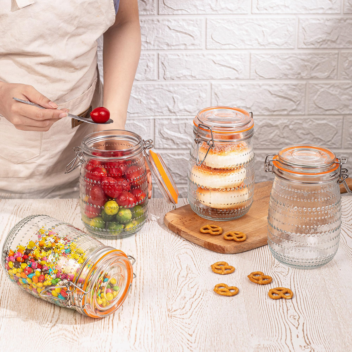 WACOI 32 oz jar shown on a shelf for organized kitchen storage.