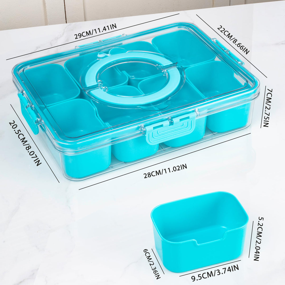 WACOI eight-compartment snack tray keeps candies, fruits, nuts neatly separated