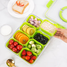 WACOI green snack tray emphasizes color and clean organization.