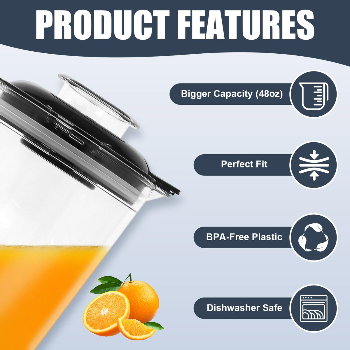 Wadoy 48oz capacity ideal for smoothies and dressings in one go