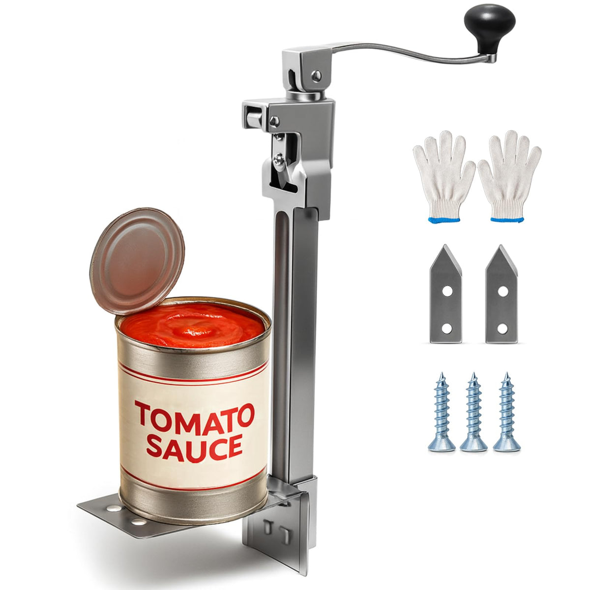 Wadoy commercial can opener base on a counter showing durable, rust-resistant construction