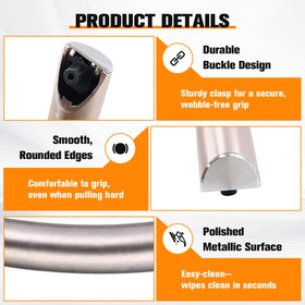 Wadoy ME16A4021AS door handle close-up of aluminum alloy and ABS materials.