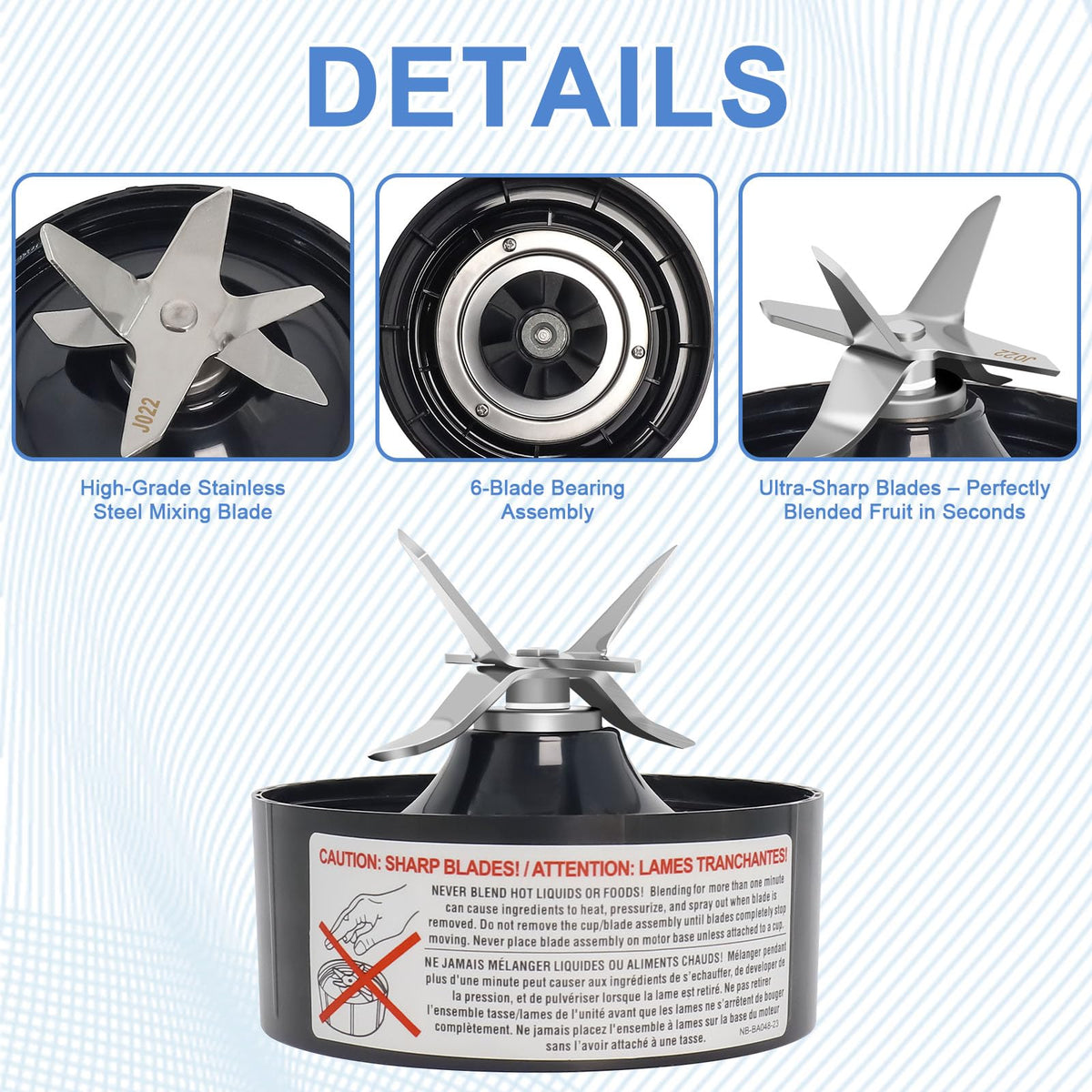 Stainless steel construction of Wadoy blade for robust blending