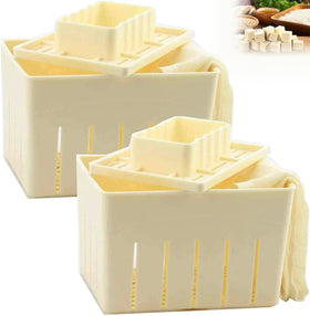 Wadoy Tofu Press Mould assembly showing complete two-piece kit for home tofu making