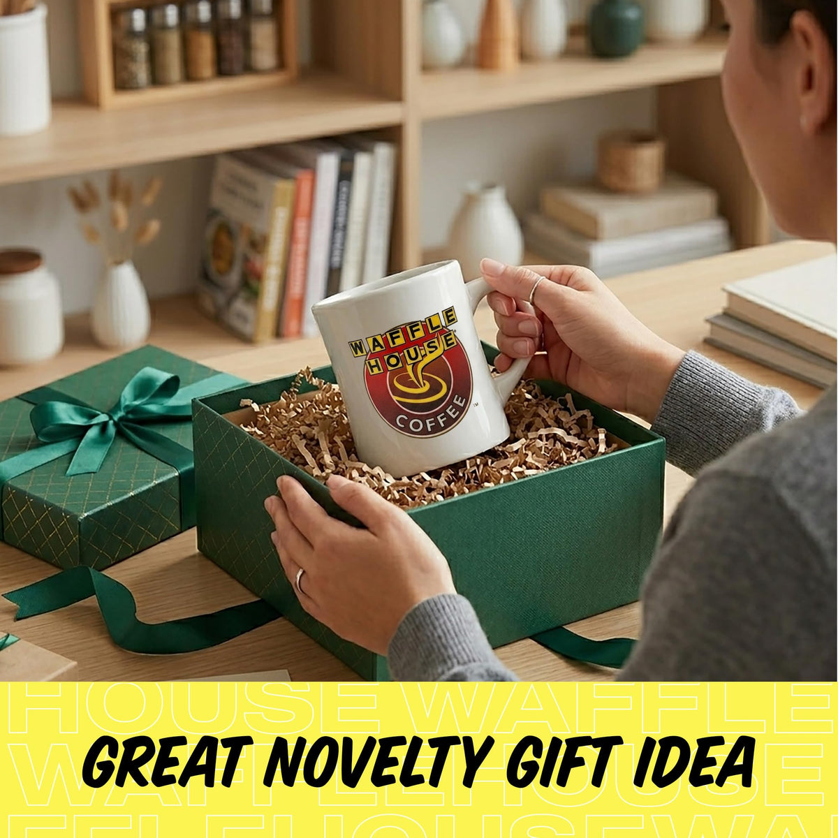 Waffle House microwave-safe and dishwasher-safe mug for easy cleanup