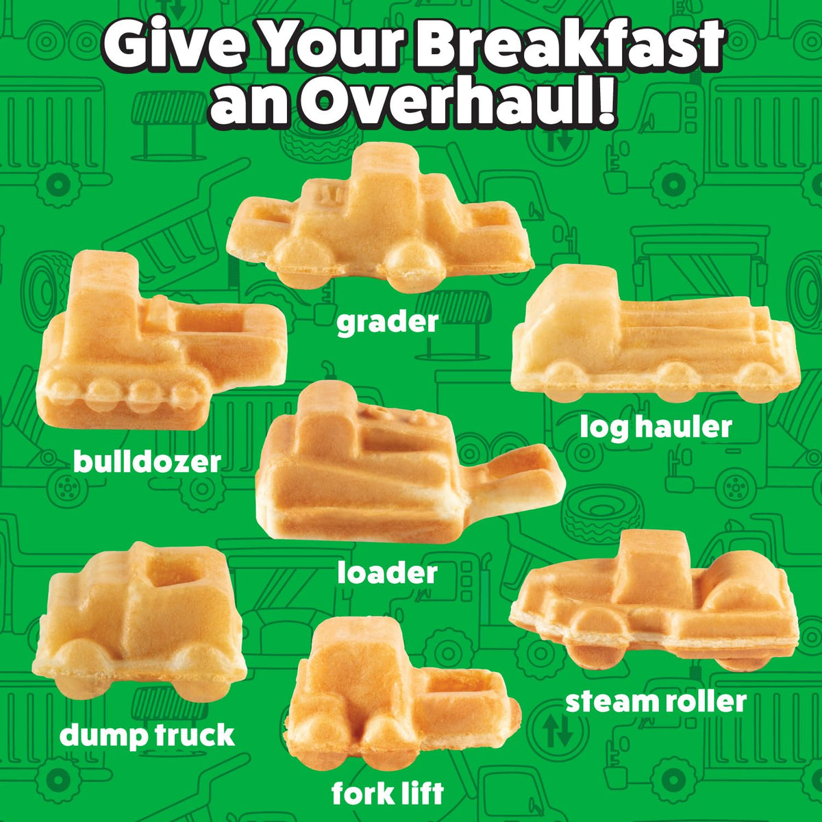 Waffle Wow dump truck waffle shape creates a creative brunch idea