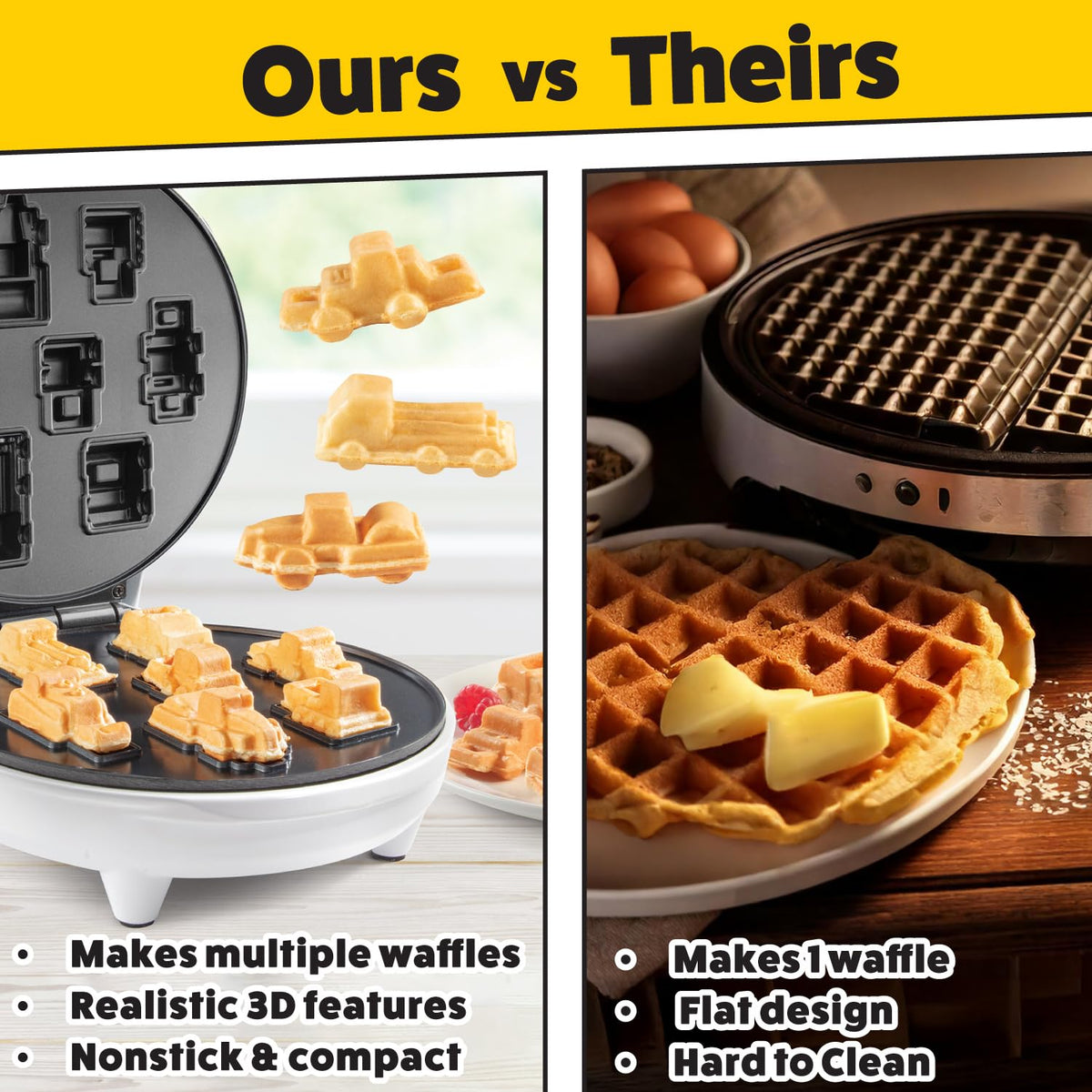 Waffle Wow steam roller waffle shape delivers bold textures for meals