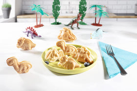 Waffle Wow Dinosaur Mini Waffle Maker non-stick surface easy release.