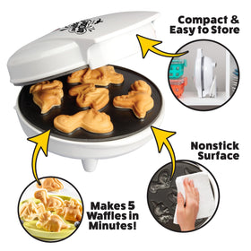 Waffle Wow Dinosaur Mini Waffle Maker Pterodactyl waffle boosts weekend fun.