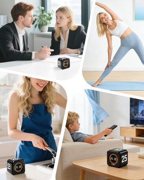 WAFHX Pomodoro Timer Cube on an office desk, stylish and portable.