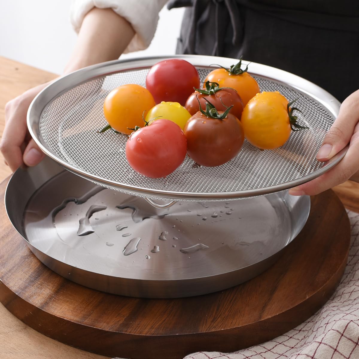 WAGENSTEIGER stainless steel mesh tray with drip pan drying fresh fruits and vegetables