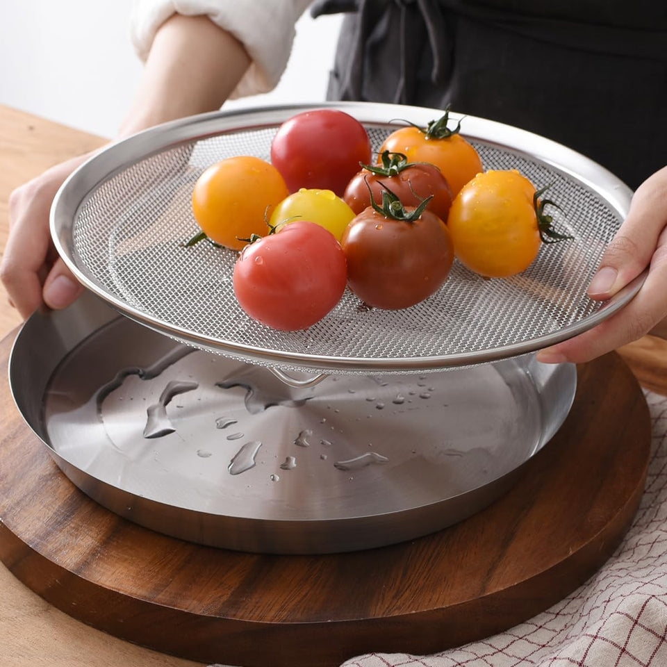WAGENSTEIGER stainless steel mesh tray with drip pan drying fresh fruits and vegetables