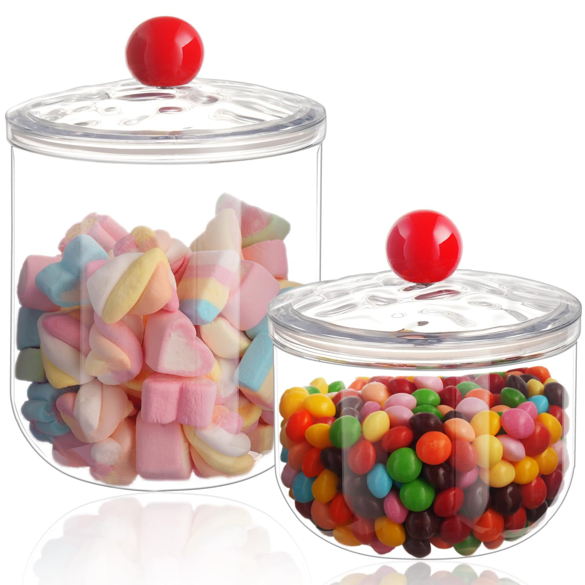Wagrvuy 47 oz candy jar with lid on kitchen shelf for organized sweets.