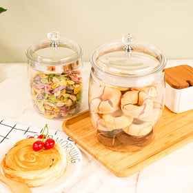 Wagrvuy apothecary jar with lid ideal for kitchen and bathroom storage.