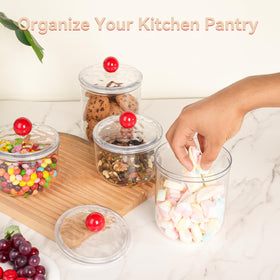 Wagrvuy clear plastic jar on shelf offers decorative and practical storage.