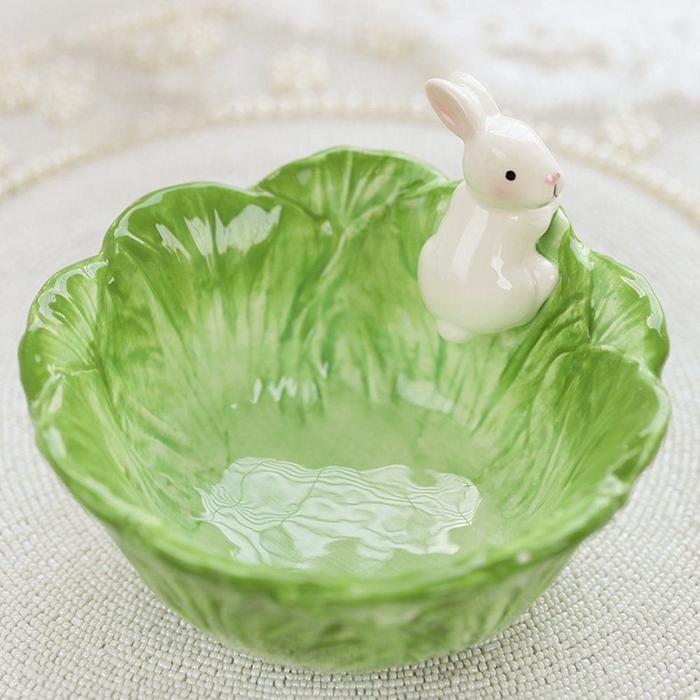 WAIT FLY cabbage rabbit bowl for noodles, sturdy ceramic vessel.