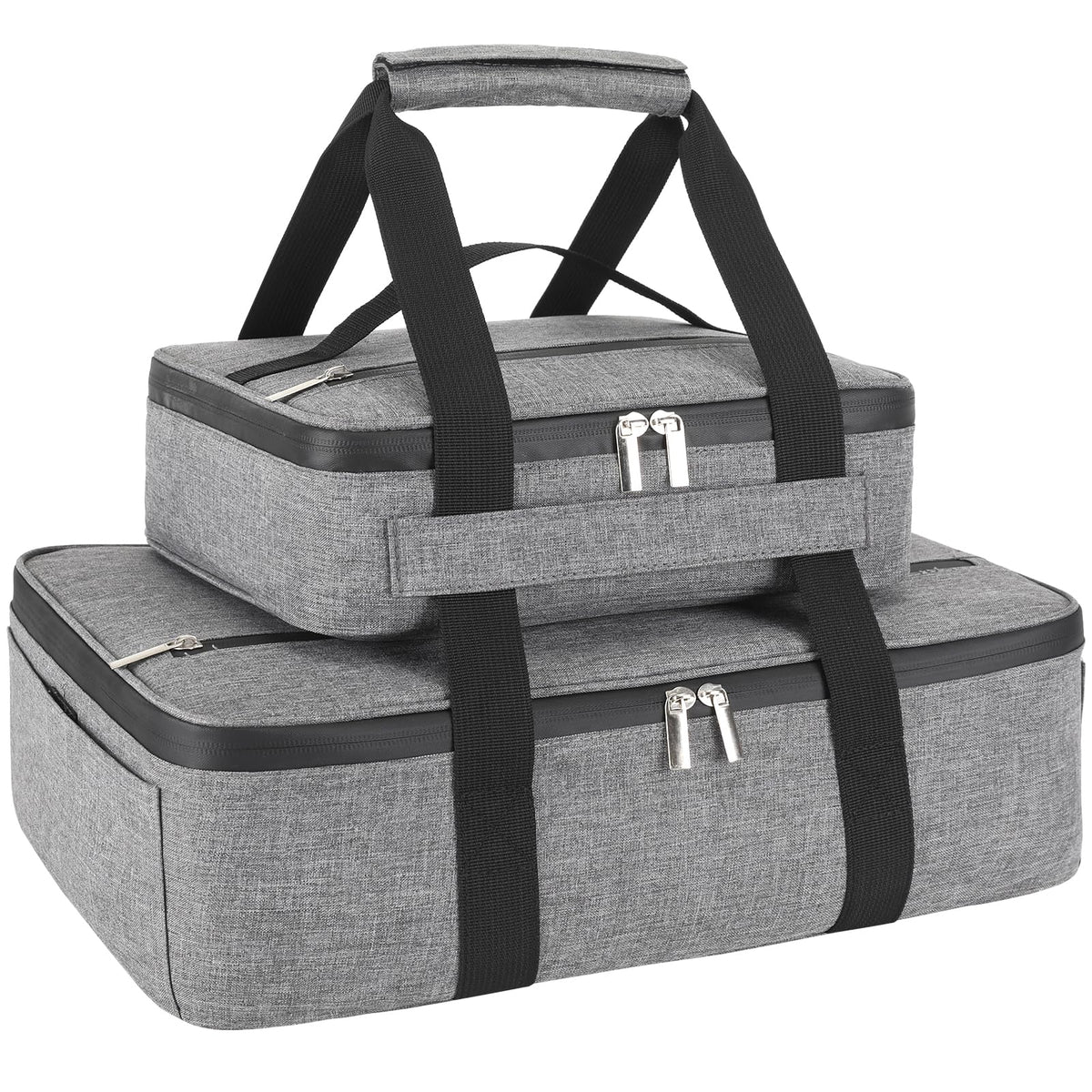 Wakaye insulated casserole carrier with dual compartments keeps meals organized and hot.