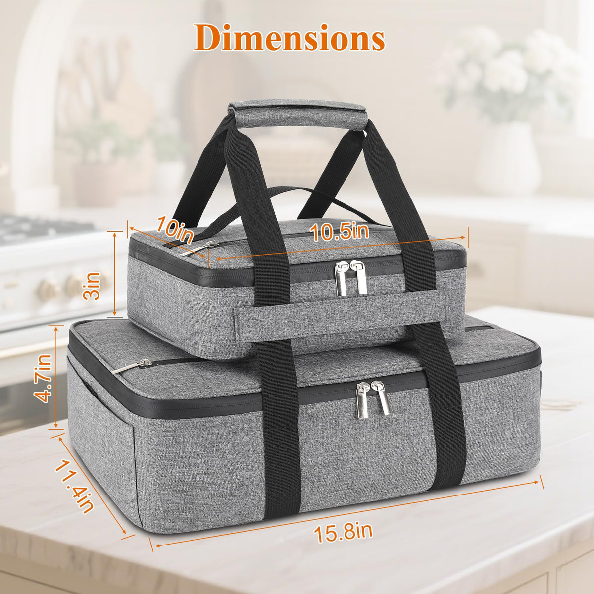 Wakaye carrier wide opening and side utensil pocket for quick setup.