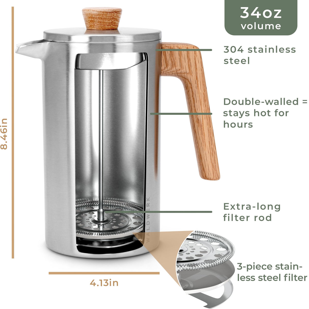 WALDWERK easy-to-clean stainless steel design preserves flavor and longevity